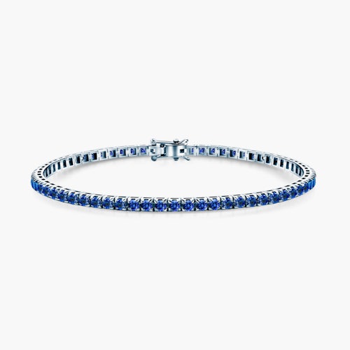 Bransoletka tenisowa Luminy 3,0mm: białe złoto, niebieskie szafiry